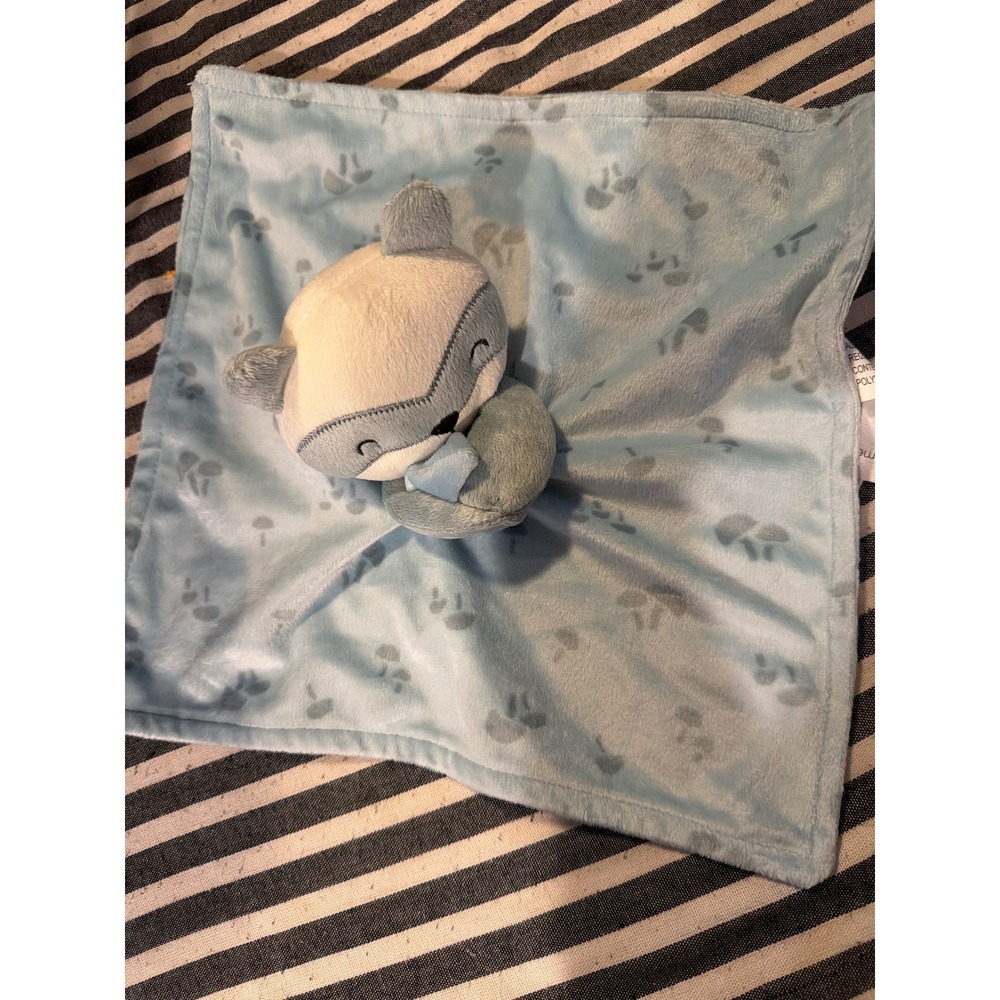Modern Moments by Gerber Raccoon Baby Security Blanket Lovey Blue WM238223RA